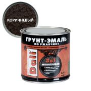 Эмаль грунт молотковая по ржавчине коричневый (0,75) Дали